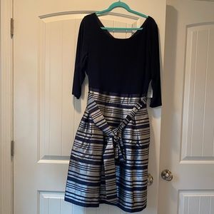 Eliza J Navy Silver Cocktail Evening Dress, Sz 18W